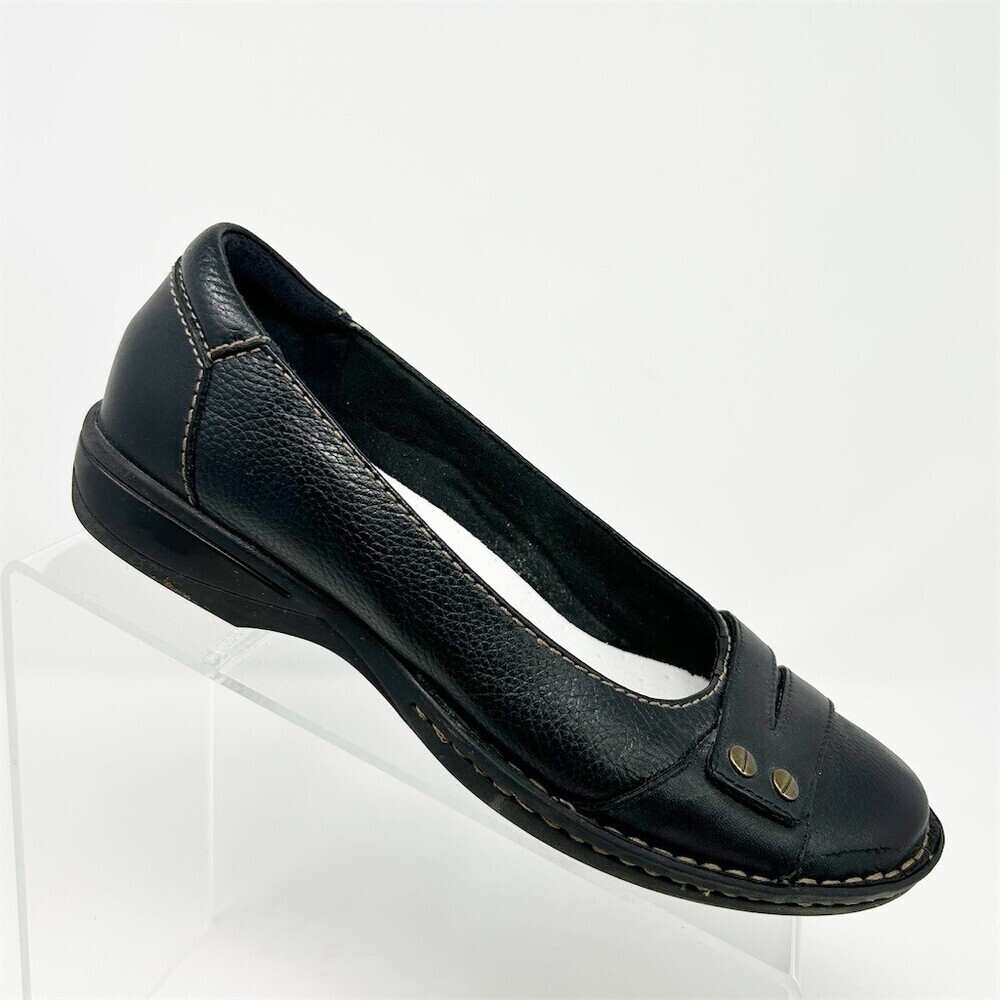 Clarks Collection Pegg Abbie Womens Black Comfort Flats Slip On Round Toe Size 6